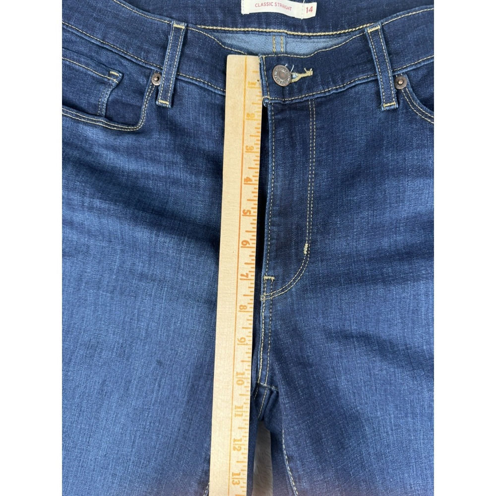 Levis Womens Jeans 14 Classic Straight W32 L28 Dark Wash Blue Denim Stretch - Picture 6 of 8